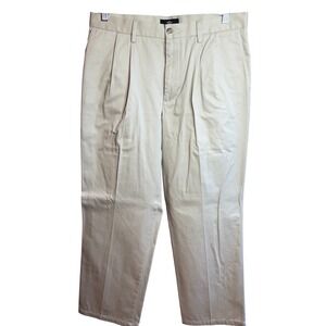 Dockers Signature Khaki Classic Fit Pleated Pants Mens 33x30 Tan Chinos Cotton